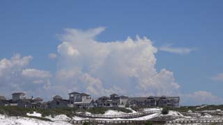 Looking east from mid-boardwalk with large cloud, whipped top, over WaterSound